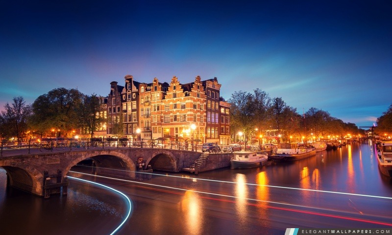 Amsterdam Nuit, Arrière-plans HD à télécharger