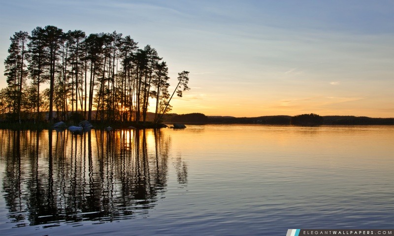 Coucher de soleil sur le lac, Arrière-plans HD à télécharger