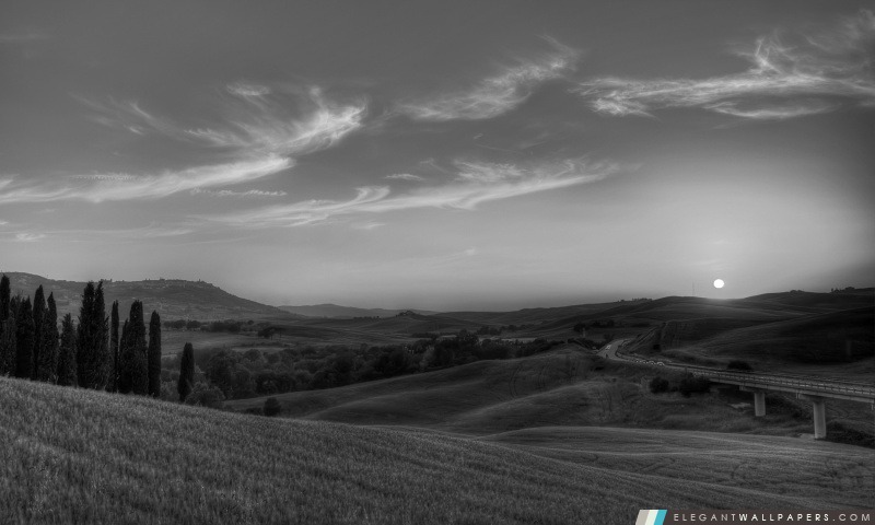 Paysage de la Toscane Monochrome, Arrière-plans HD à télécharger