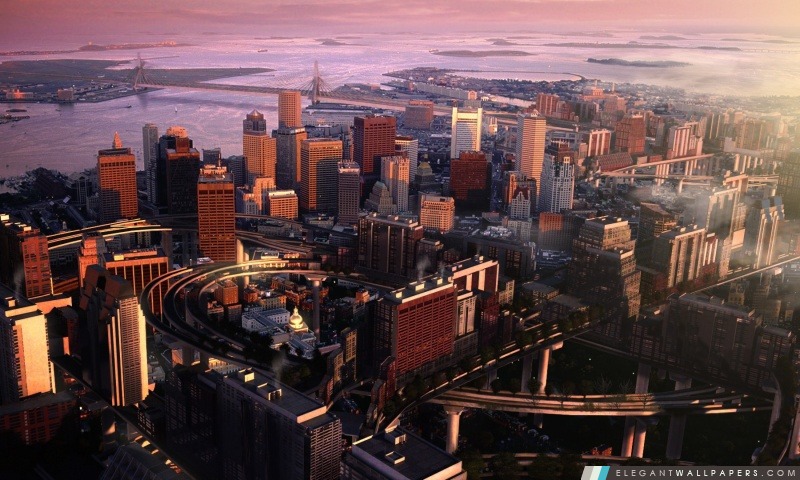 Boston Panorama, Arrière-plans HD à télécharger