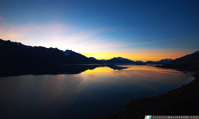 Coucher de soleil sur le lac de montagne, Arrière-plans HD à télécharger