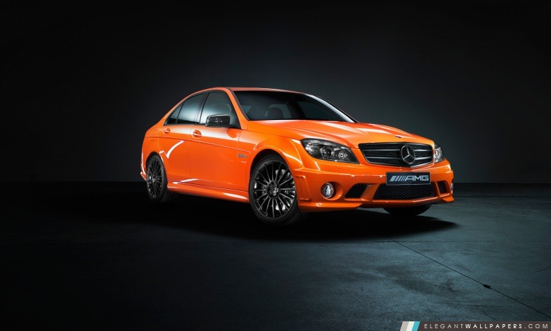 Mercedes-Benz C63 orange, Arrière-plans HD à télécharger