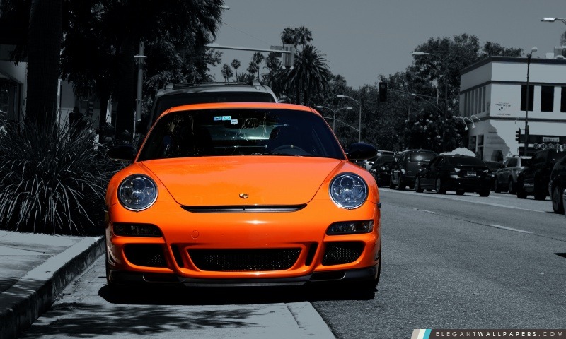 Orange Porsche 911, Arrière-plans HD à télécharger