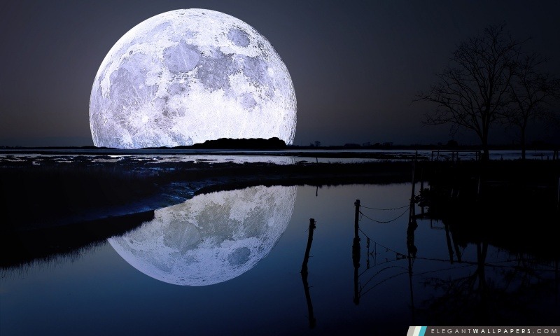 Full Moon Reflection, Arrière-plans HD à télécharger