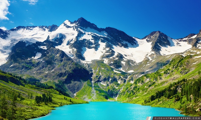 Turquoise Mountain Lake, Arrière-plans HD à télécharger