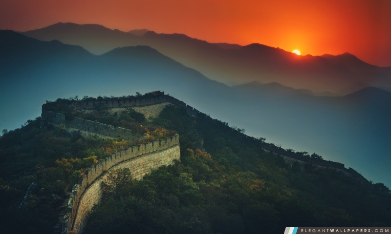 La Grande Muraille au coucher du soleil, Arrière-plans HD à télécharger