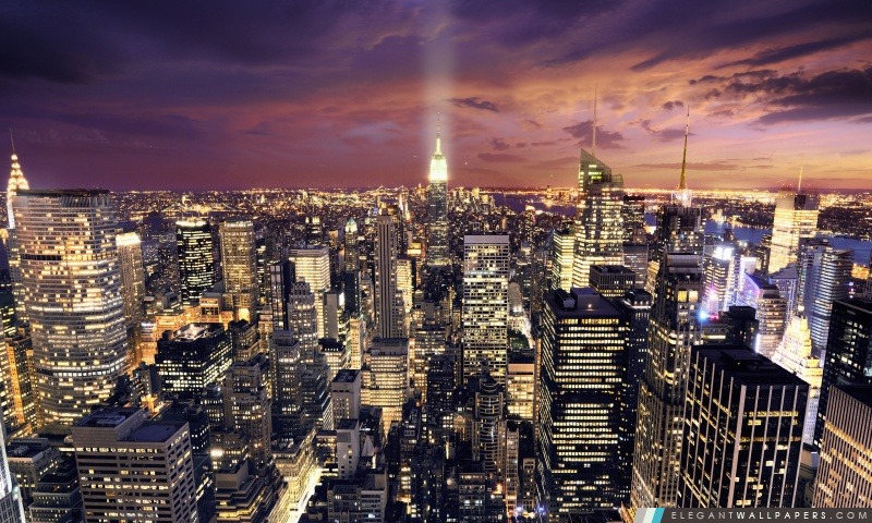 Vue aérienne de Manhattan la nuit, Arrière-plans HD à télécharger