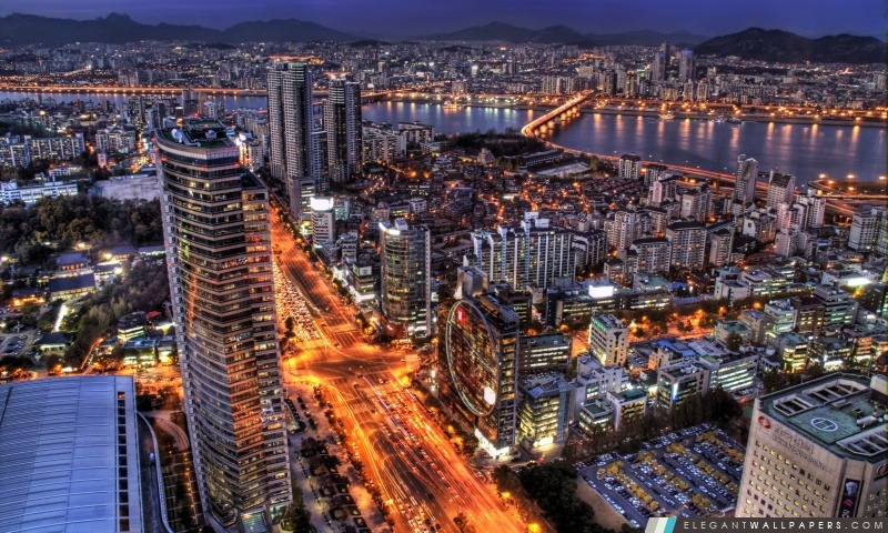 Séoul la nuit, la Corée du Sud, Arrière-plans HD à télécharger