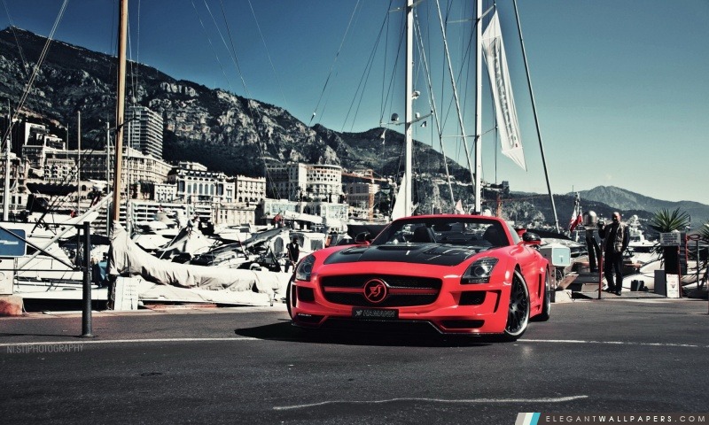 Rouge Mercedes-Benz SLS AMG, Arrière-plans HD à télécharger