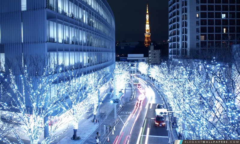 Blue Lights In Tokyo, Arrière-plans HD à télécharger
