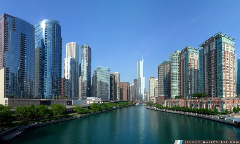 La rivière Chicago Panorama, Arrière-plans HD à télécharger