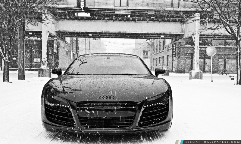 Audi R8 dans la neige, Arrière-plans HD à télécharger
