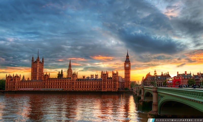Palais de Westminster au crépuscule, Arrière-plans HD à télécharger