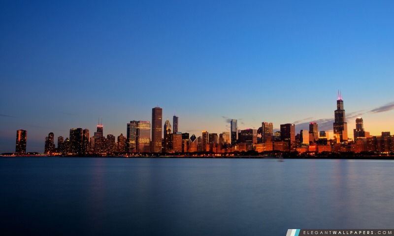 Chicago Skyline nuit, Arrière-plans HD à télécharger