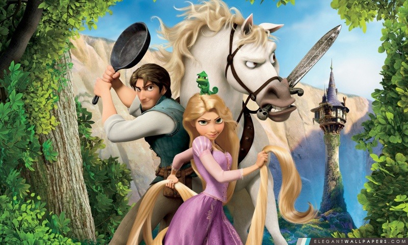 Tangled Rapunzel, Flynn et Maximus, Arrière-plans HD à télécharger