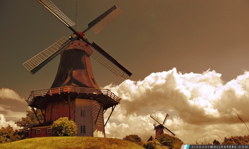 Moulins à vent aux Pays-Bas, Arrière-plans HD à télécharger