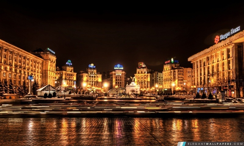 Kiev la nuit, Ukraine, Arrière-plans HD à télécharger