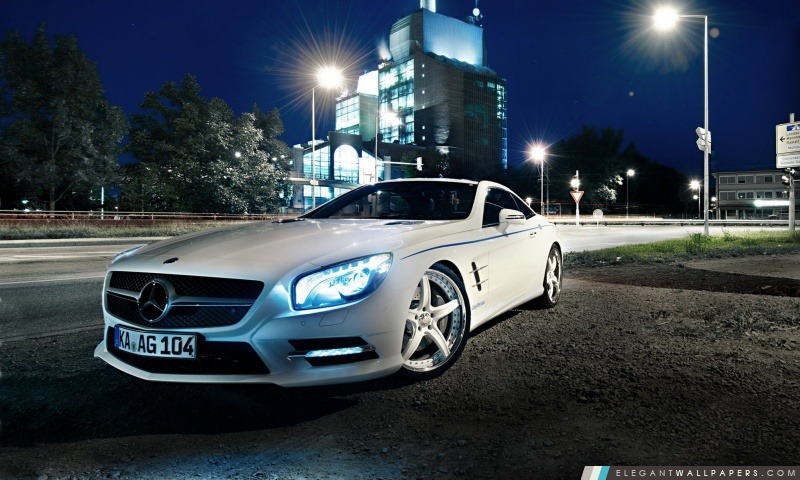 Mercedes Benz SL500, Nuit, Arrière-plans HD à télécharger