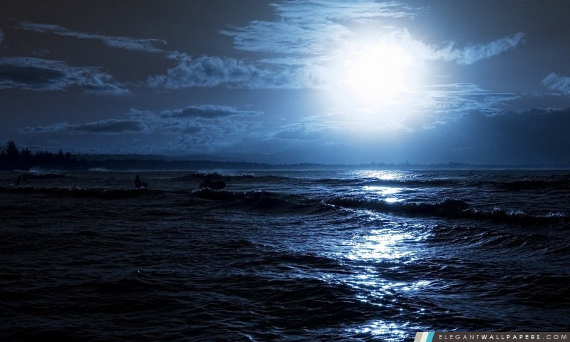 Moon Over The Sea, Arrière-plans HD à télécharger