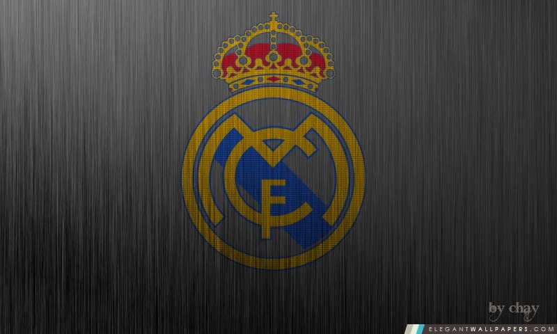 Real Madrid logo en métal, Arrière-plans HD à télécharger