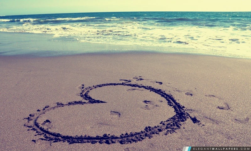 Coeur sur la plage, Arrière-plans HD à télécharger