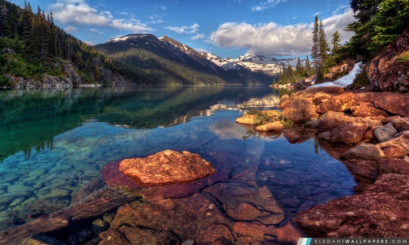 Lac de montagne avec l'eau claire, Arrière-plans HD à télécharger