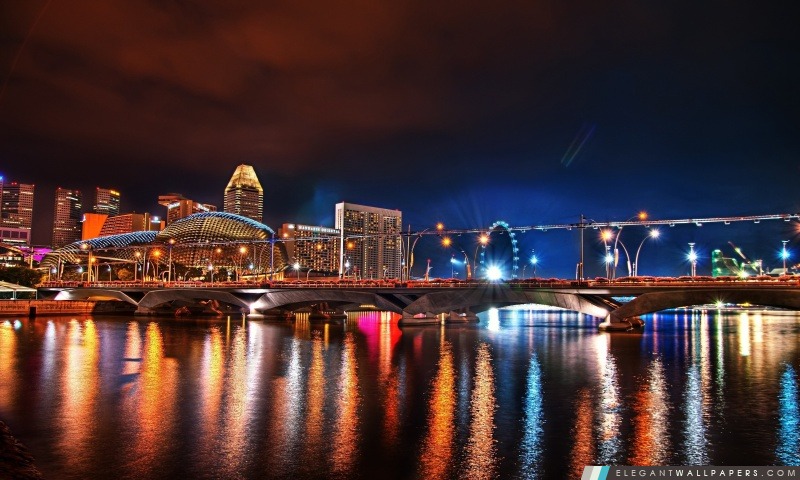 Pont à Singapour, Arrière-plans HD à télécharger