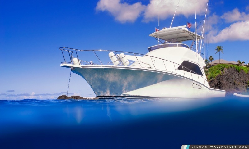 Yacht & Clear Blue Ocean, Arrière-plans HD à télécharger