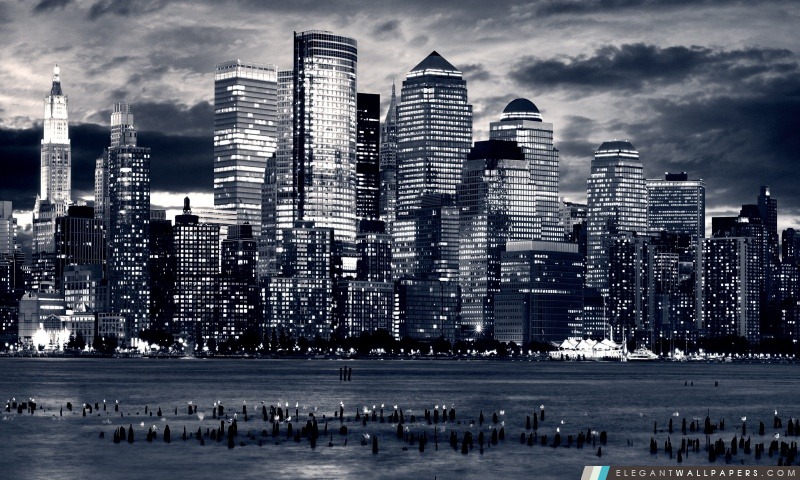 Manhattan Panorama En Noir Et Blanc, Arrière-plans HD à télécharger