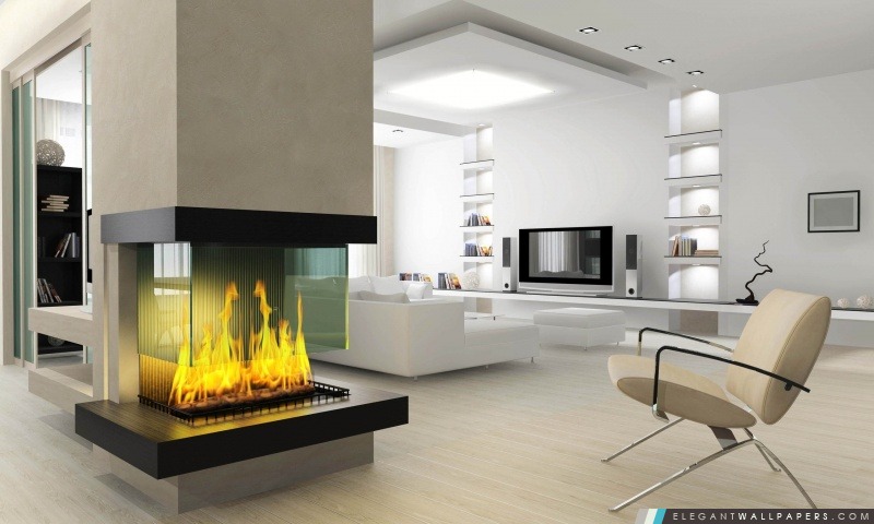Minimaliste Fireplace 3D, Arrière-plans HD à télécharger