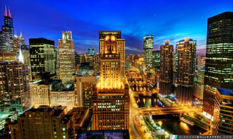 Chicago la nuit, Arrière-plans HD à télécharger