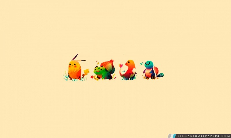 Pokémon Bulbizarre, Pikachu, Salamèche, Carapuce, Arrière-plans HD à télécharger