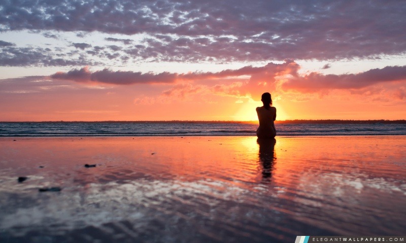 Femme au coucher du soleil, Arrière-plans HD à télécharger