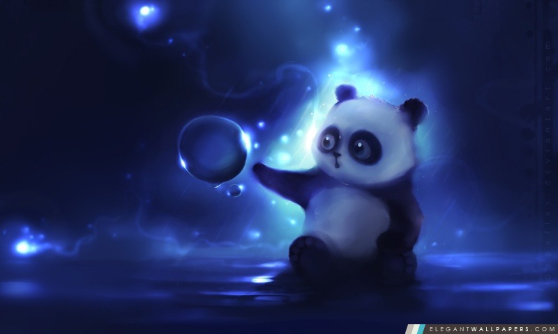 Curieux panda peinture, Arrière-plans HD à télécharger
