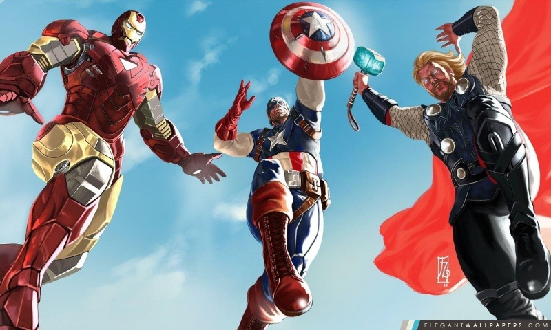 The Avengers – Iron Man, Captain America et Thor, Arrière-plans HD à télécharger