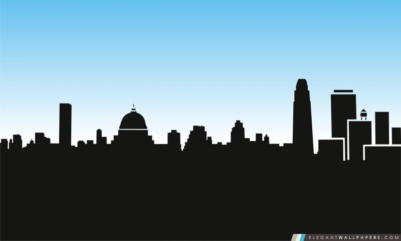 City Skyline Silhouette de bande dessinée, Arrière-plans HD à télécharger