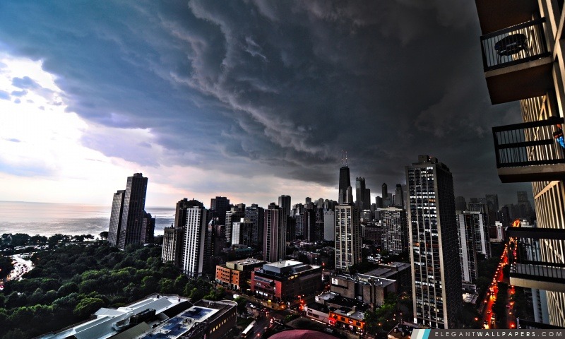 Storm Clouds Plus de Chicago, Arrière-plans HD à télécharger
