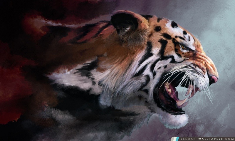 Angry Tiger Peinture, Arrière-plans HD à télécharger
