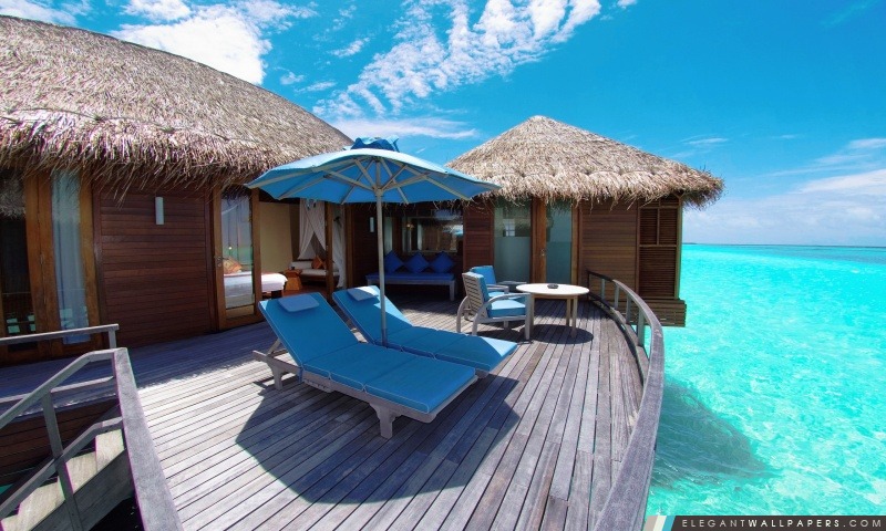 Bungalows eau aux Maldives Resort, Arrière-plans HD à télécharger
