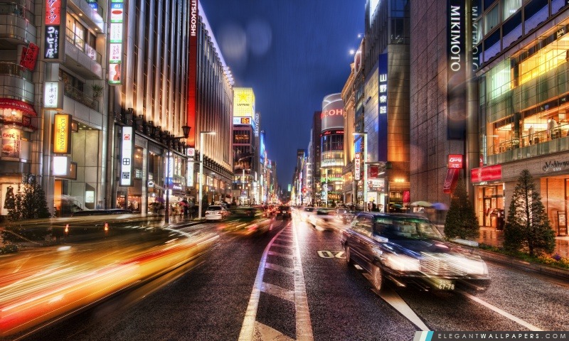 Rue de Tokyo la nuit, HDR, Arrière-plans HD à télécharger