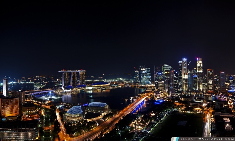 Singapour Panorama de nuit, Arrière-plans HD à télécharger
