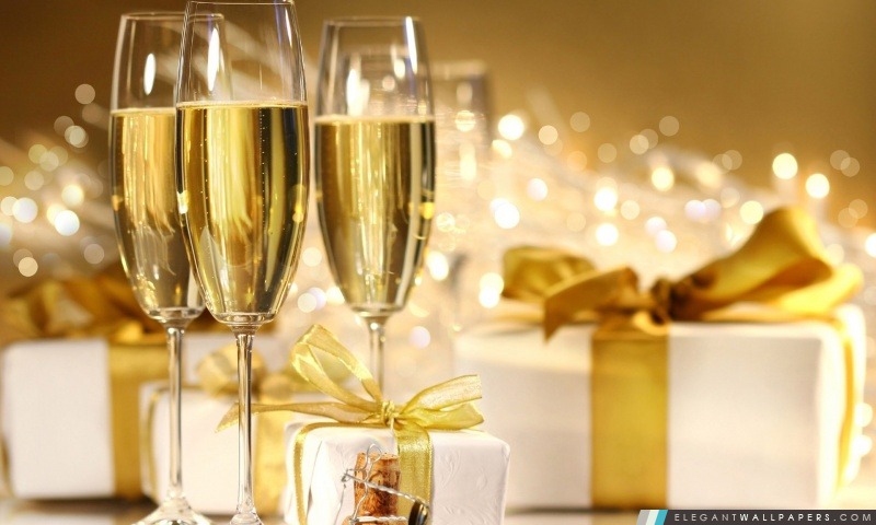 Champagne, Nouvel An, Arrière-plans HD à télécharger