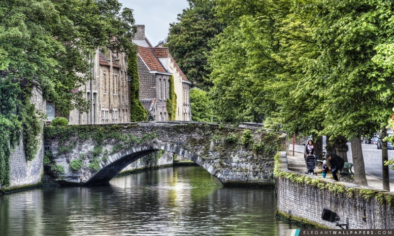 Meestraat pont à Bruges, Arrière-plans HD à télécharger