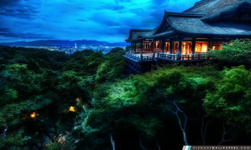 Kyoto, Japon dans la nuit, Arrière-plans HD à télécharger