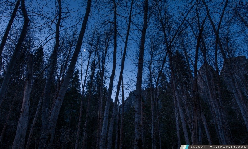 Un croissant de lune dépasse la Merced, Arrière-plans HD à télécharger