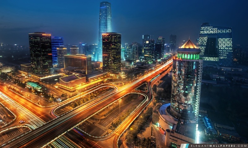 Pékin la nuit, Chine, Arrière-plans HD à télécharger