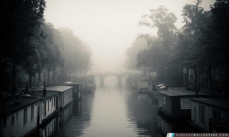 Misty Amsterdam automne, Arrière-plans HD à télécharger