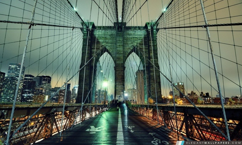 Pont de Brooklyn la nuit, Arrière-plans HD à télécharger
