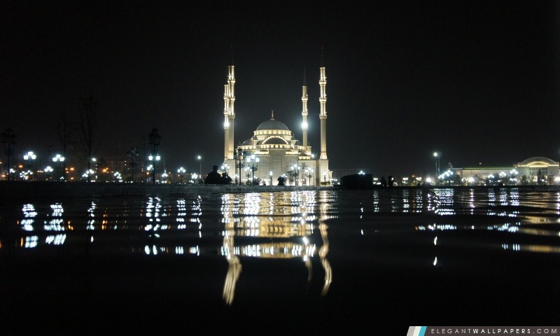 Mosquée Grozny At Night, Arrière-plans HD à télécharger