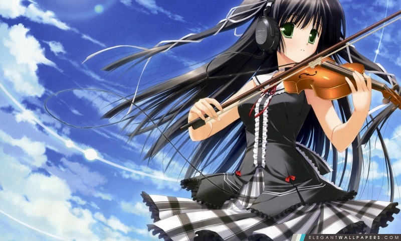 Anime Girl jouant le violon, Arrière-plans HD à télécharger